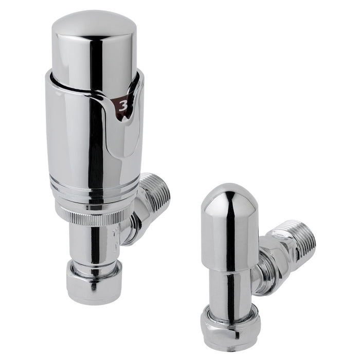 Eastbrook Chrome Angle Thermostatic Radiator Valve & Lockshield - 12.041