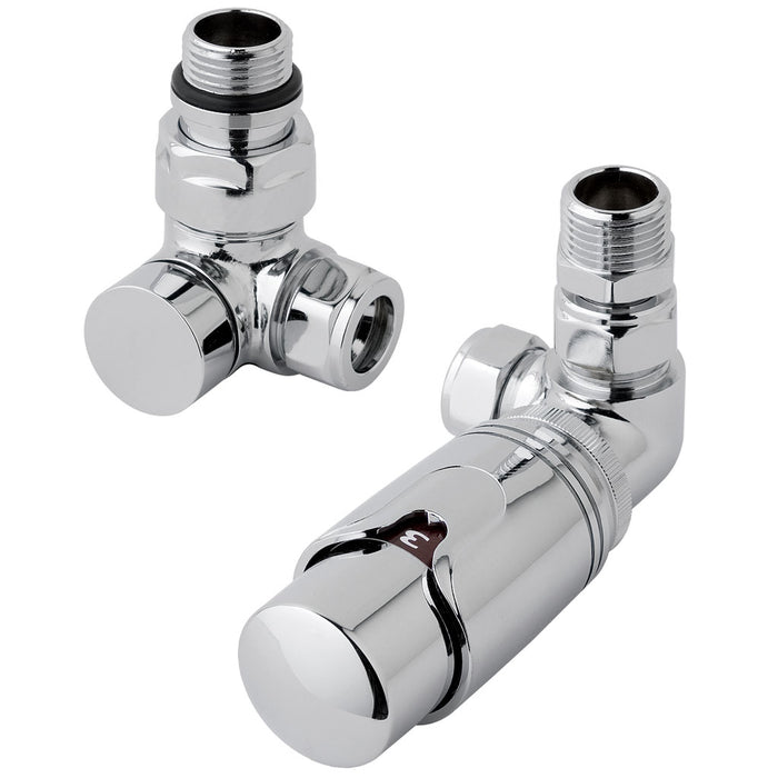 Eastbrook Chrome Corner Thermostatic Radiator Valve & Lockshield - 12.045