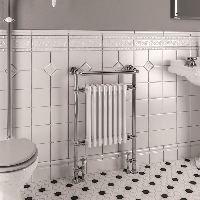 Eastbrook Isbourne 940x600mm Traditional Heated Towel Rail Chrome & White - 41.1000