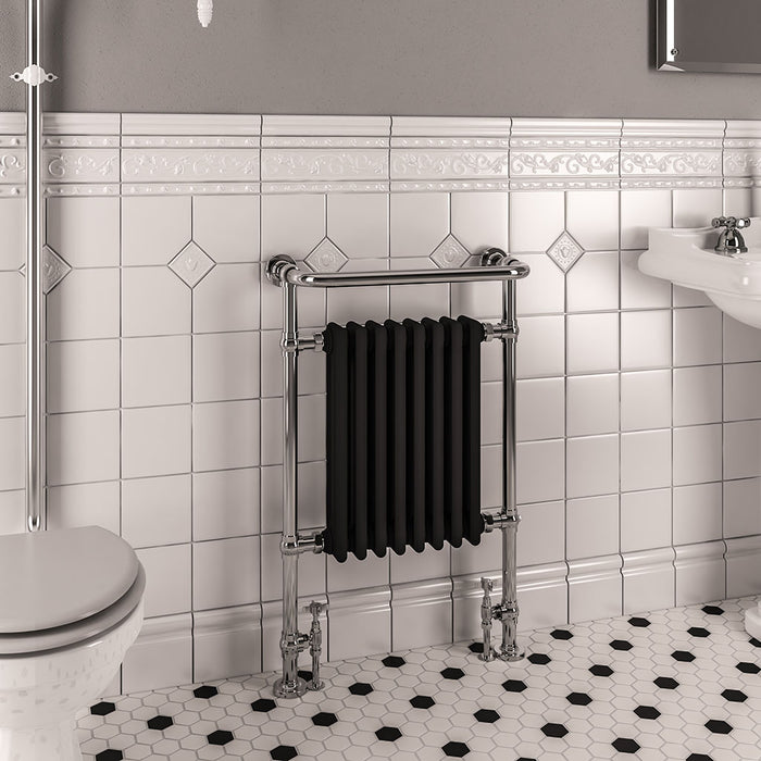 Eastbrook Isbourne 940x600mm Traditional Heated Towel Rail Chrome & Matt Black - 41.1023