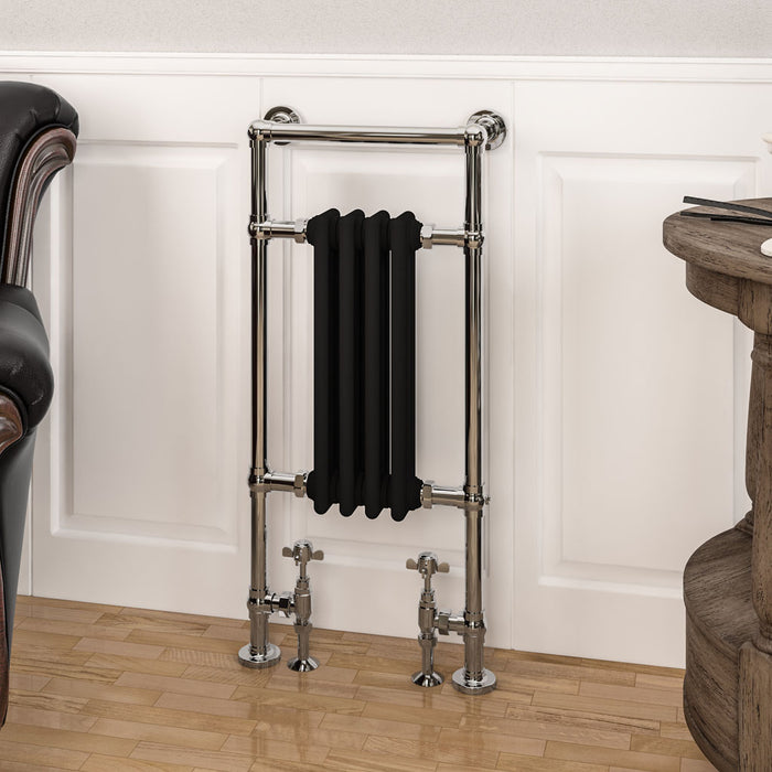 Eastbrook Avon Chrome & Matt Black Traditional Heated Towel Rail