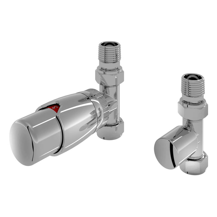 Eastbrook Chrome Straight Thermostatic Radiator Valve & Lockshield - 54.0003