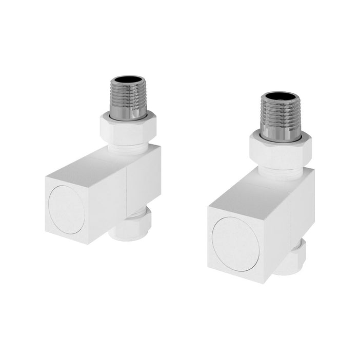 Eastbrook Matt White Square Straight Radiator Valves (PAIR) - 54.0054