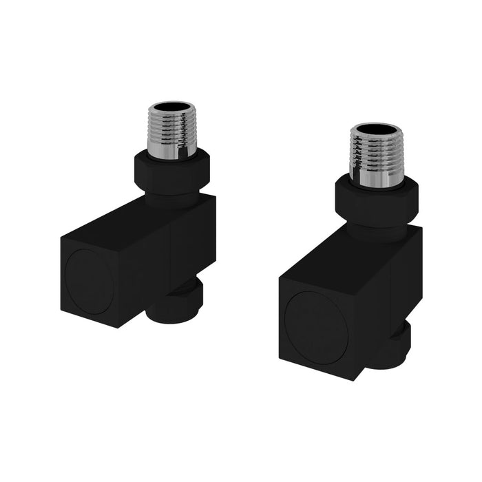 Eastbrook Matt Black Square Straight Radiator Valves (PAIR) - 54.0056