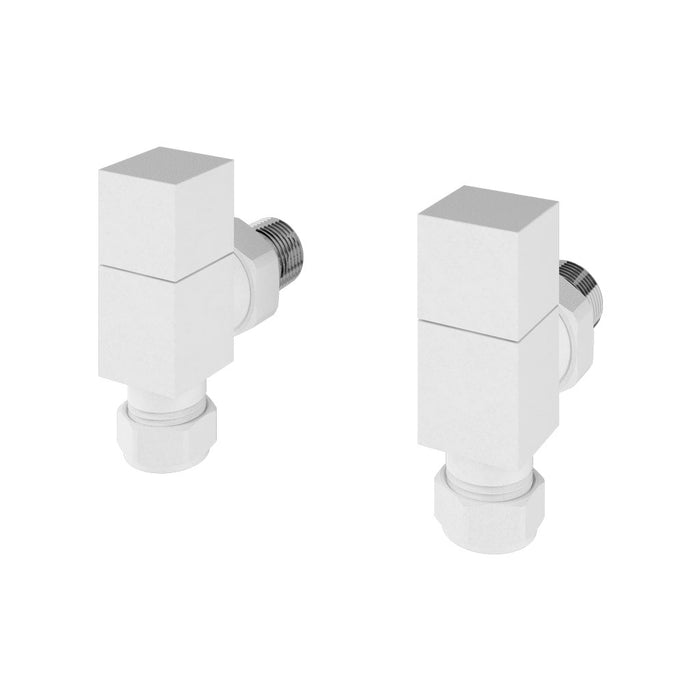 Eastbrook Matt White Square Angled Radiator Valves (PAIR) - 54.0058