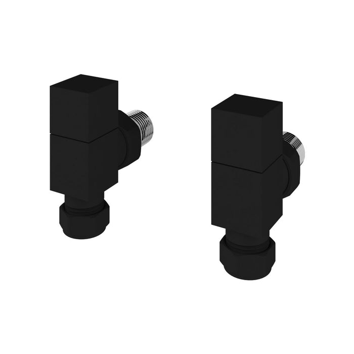 Eastbrook Matt Black Square Angled Radiator Valves (PAIR) - 54.0060