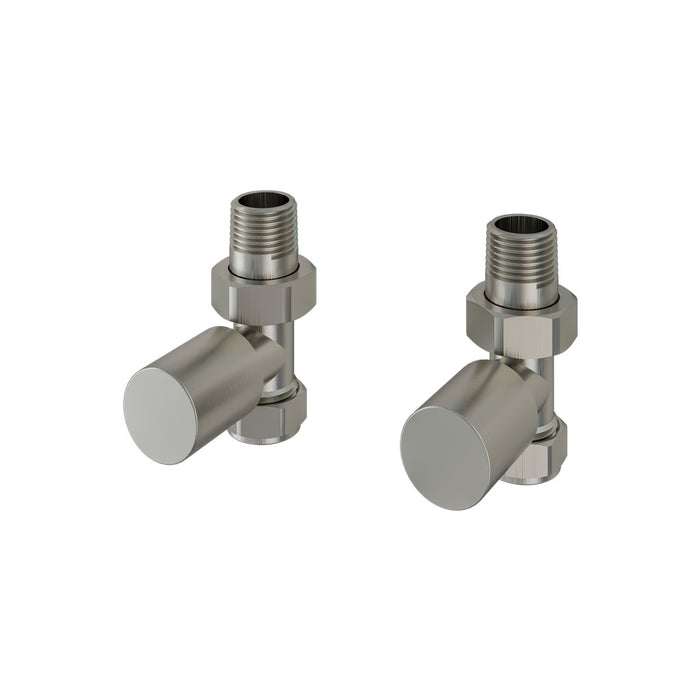 Eastbrook Brushed Nickel Straight Radiator Valves (PAIR) - 54.0068