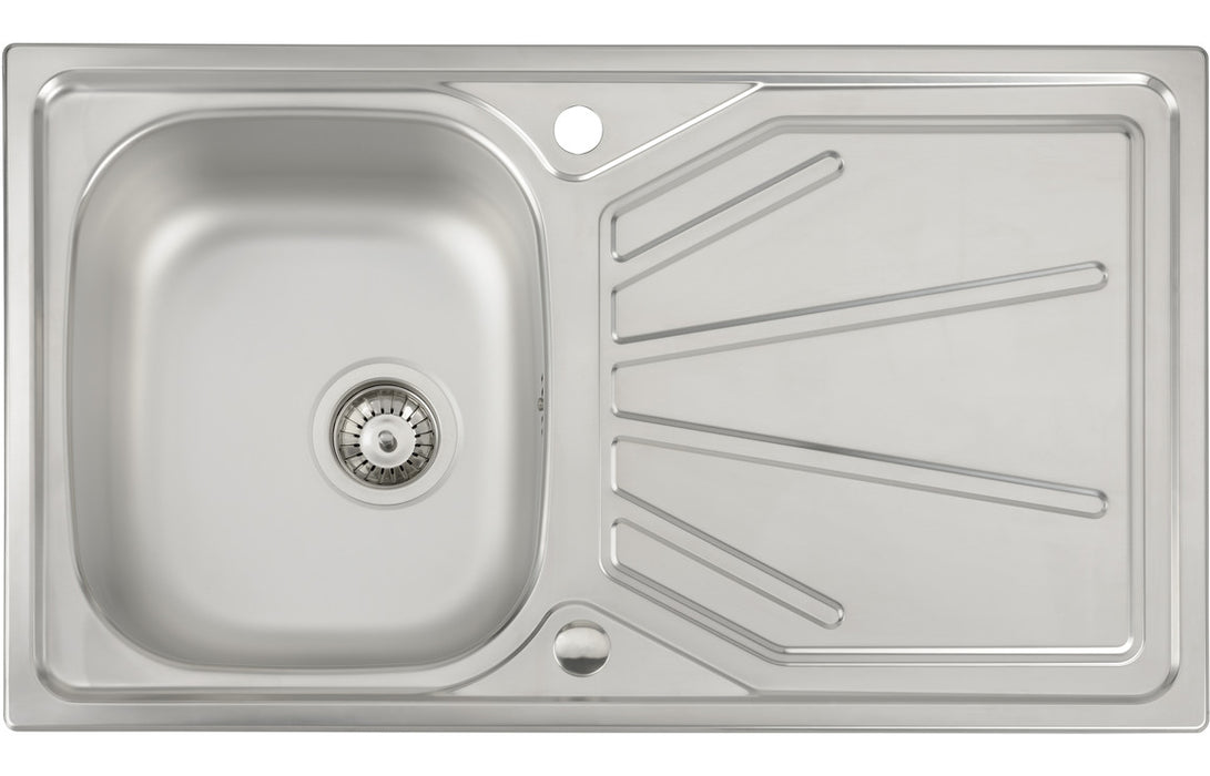 Abode AW5054 Trydent 860x500mm 1 Bowl Inset Sink - Stainless Steel