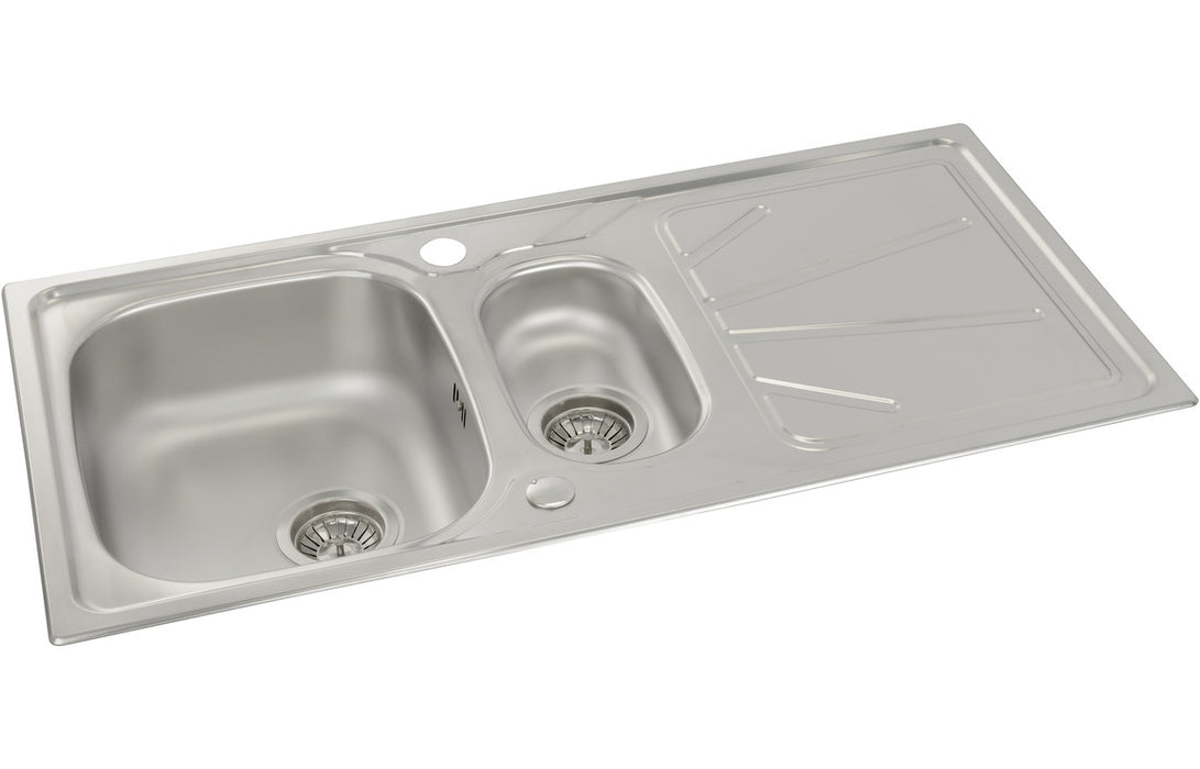 Abode AW5055 Trydent 1000x500mm 1.5 Bowl Inset Sink - Stainless Steel