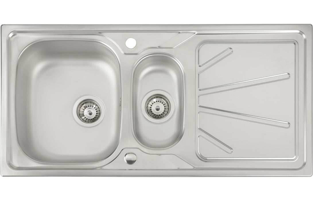 Abode AW5055 Trydent 1000x500mm 1.5 Bowl Inset Sink - Stainless Steel