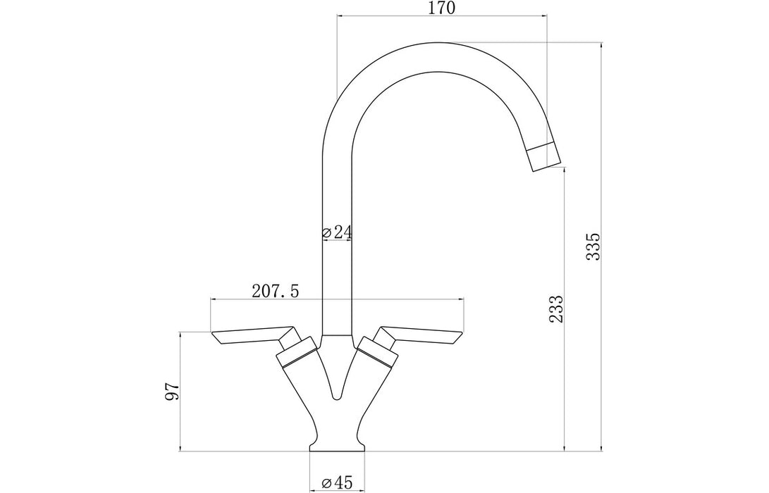 Prima V Shape Black Mixer Tap - BPR1059