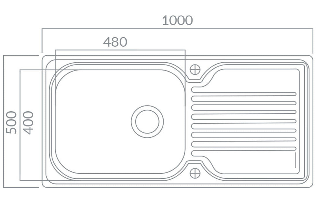 Prima CPR030 Deep 1000x500mm 1 Bowl Inset Sink - Stainless Steel