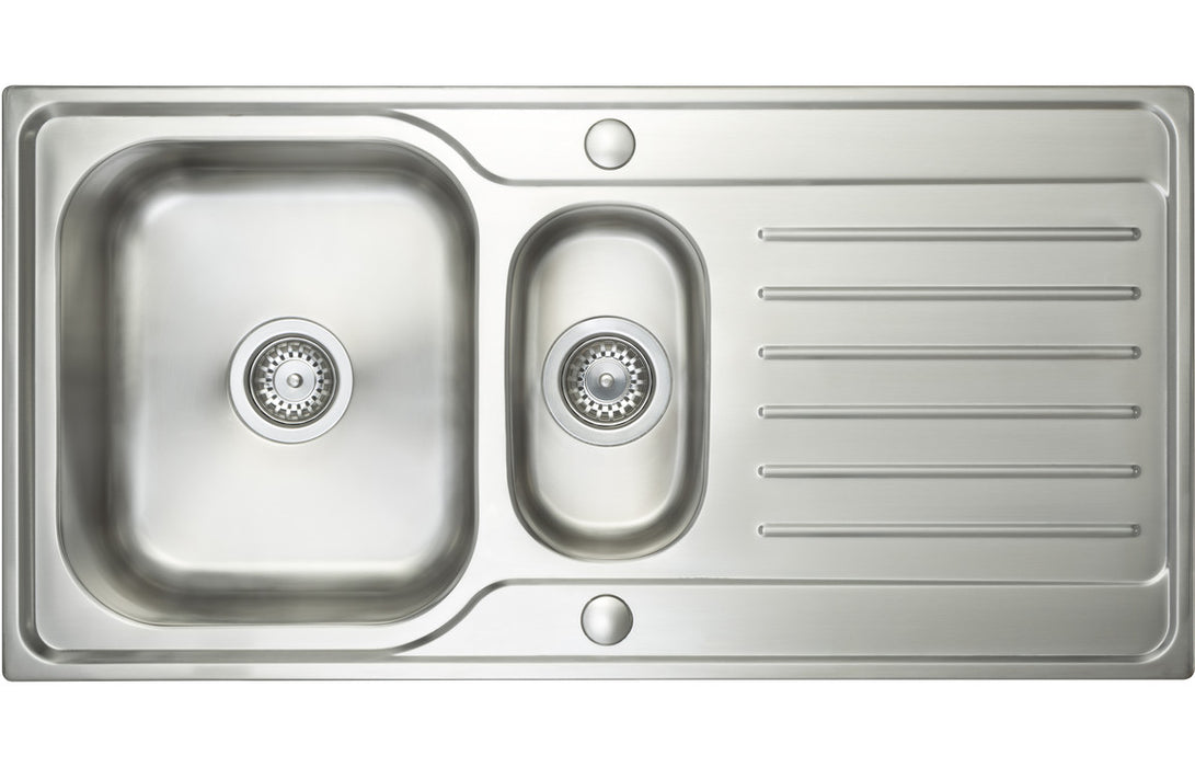 Prima CPR032 Deep 1000x500mm 1.5 Bowl Inset Sink - Stainless Steel