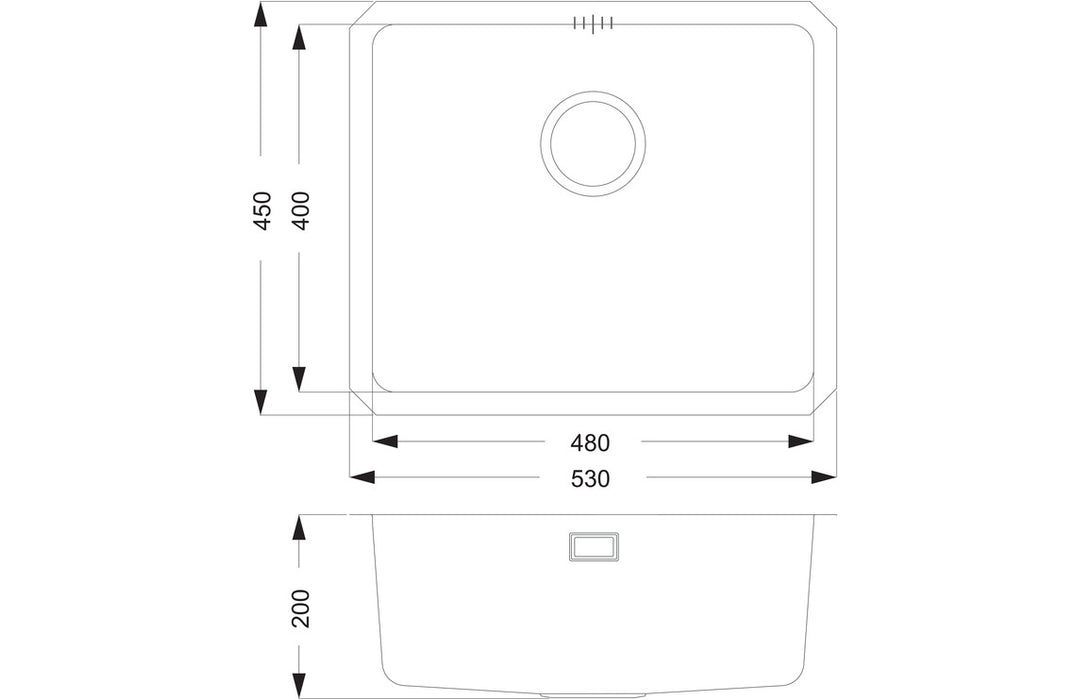 Prima CPR048 Large 530x450mm 1 Bowl Undermount Sink - Stainless Steel