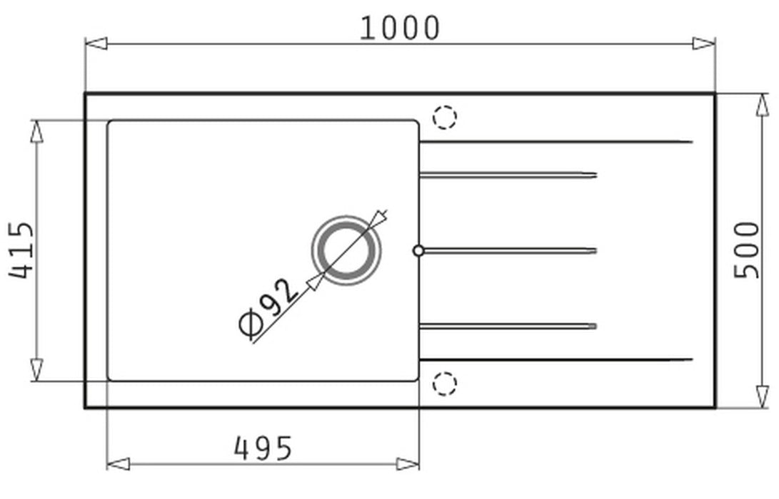 Prima CPR319 1000x500mm 1 Bowl Inset Granite Sink - White