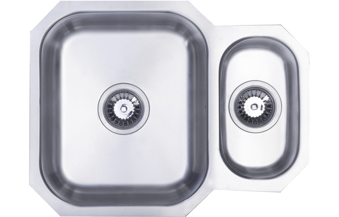 Prima CPR506 595x460mm 1.5 Bowl Undermount Sink - Stainless Steel