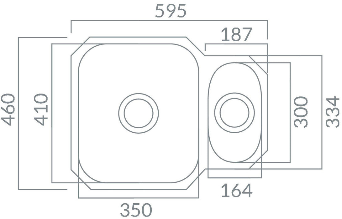 Prima CPR506 595x460mm 1.5 Bowl Undermount Sink - Stainless Steel