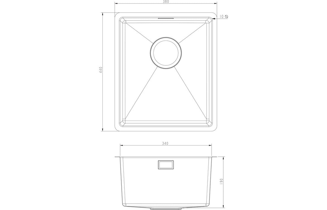 Prima CPR518 Compact 380x440mm 1 Bowl Undermount Sink - Stainless Steel