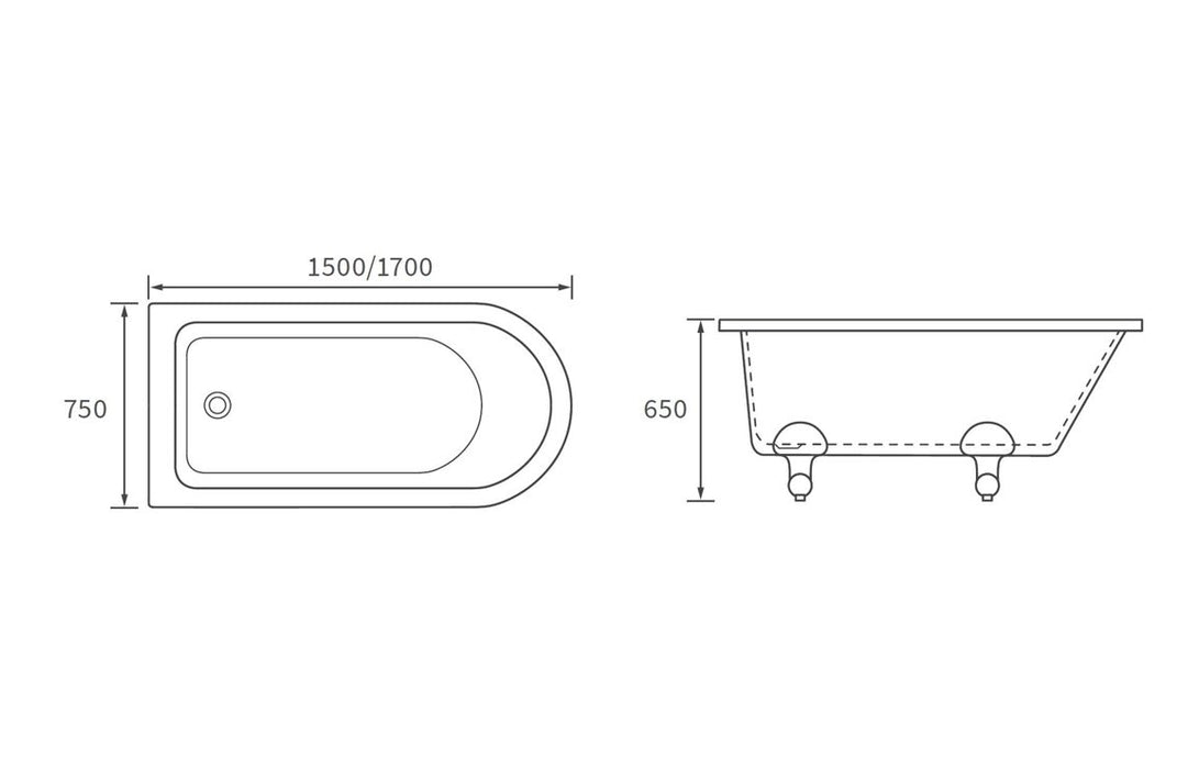 Clevedon Freestanding Bath 1500mm x 750mm - DIBFP2026