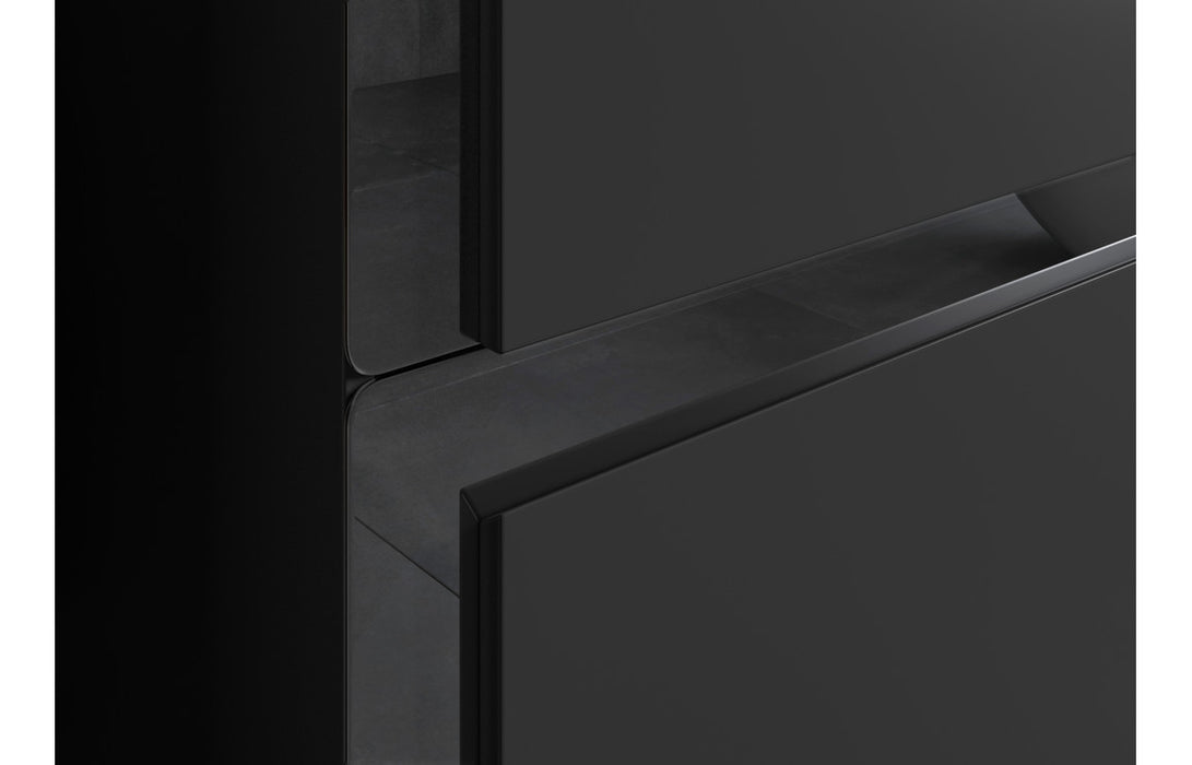 Contrast 805mm Wall Hung 2 Drawer Unit & Co-Ordinating Basin Matt Black & Black Glass - DIFTP2312