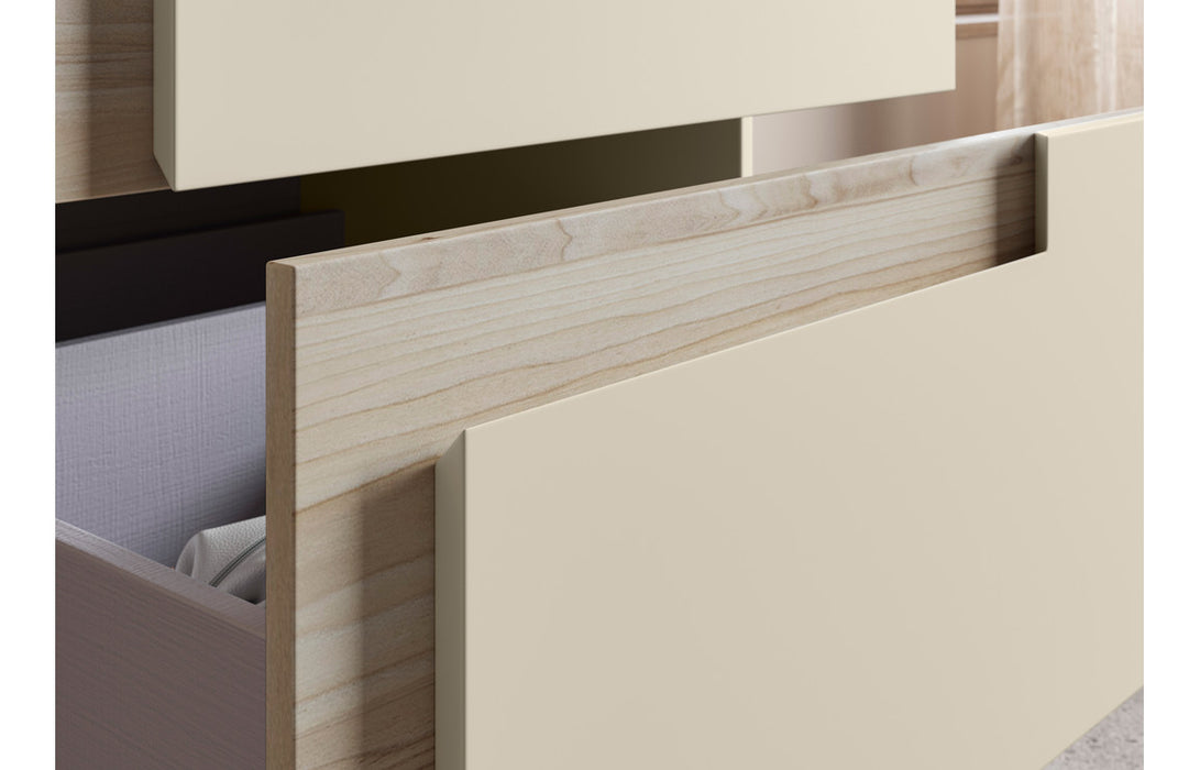 Contrast 605mm Wall Hung 2 Drawer Unit & Co-Ordinating Basin Matt Cotton & Oak Effect - DIFTP2306