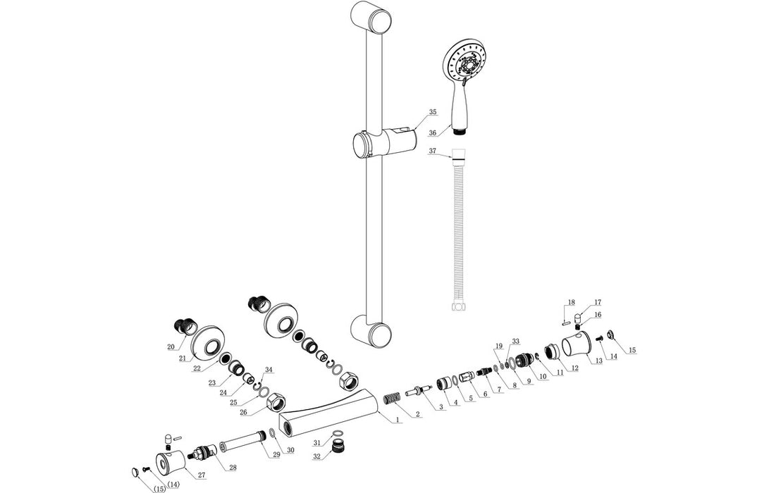 Elara Low Pressure Thermostatic Bar Shower Mixer Chrome - DICM0578