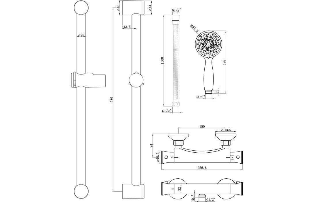 Elara Low Pressure Thermostatic Bar Shower Mixer Chrome - DICM0578