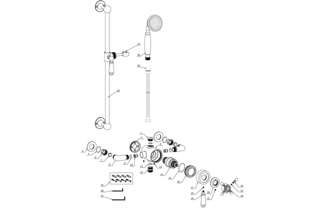 Berwick Traditional Single Outlet Shower Valve And Riser Kit Chrome - DICM0588