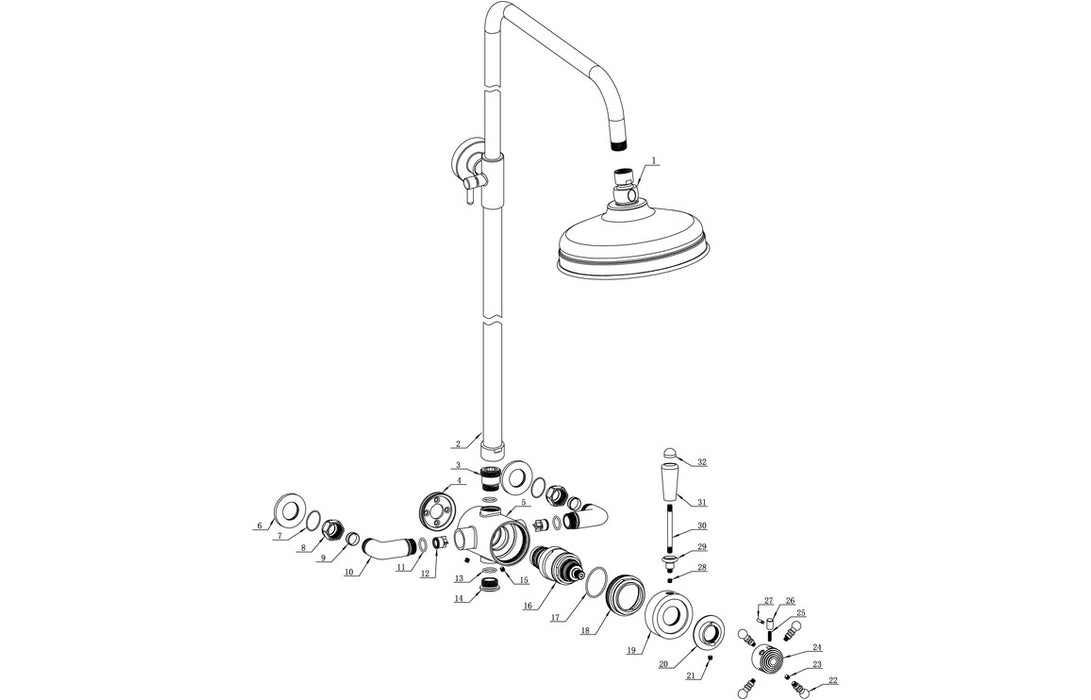 Berwick Traditional Single Outlet Shower Valve And Overhead Kit Chrome - DICM0590