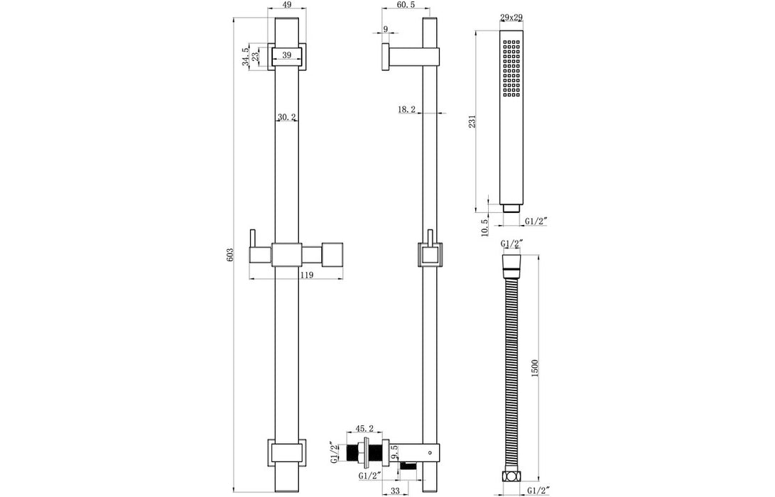 Comet Two Outlet Triple Shower Valve With Riser And Overhead Kit Chrome - DICMP0110