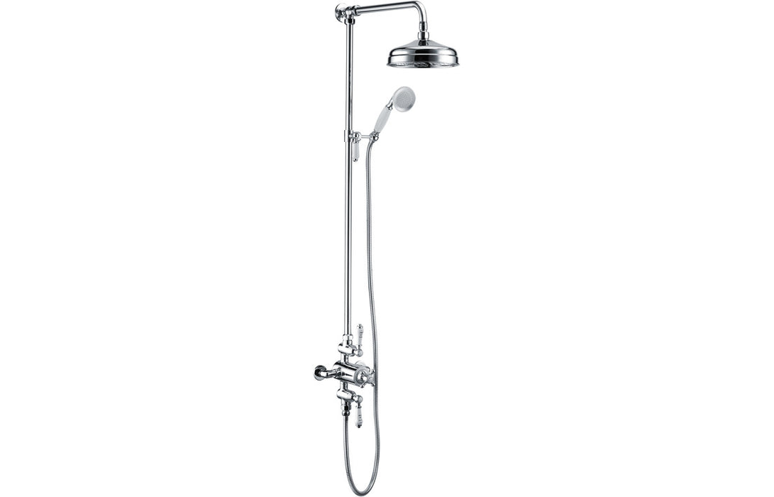 Berwick Traditional Exposed Two Outlet Shower Valve With Riser Kit And Overhead Chrome - DICM0690