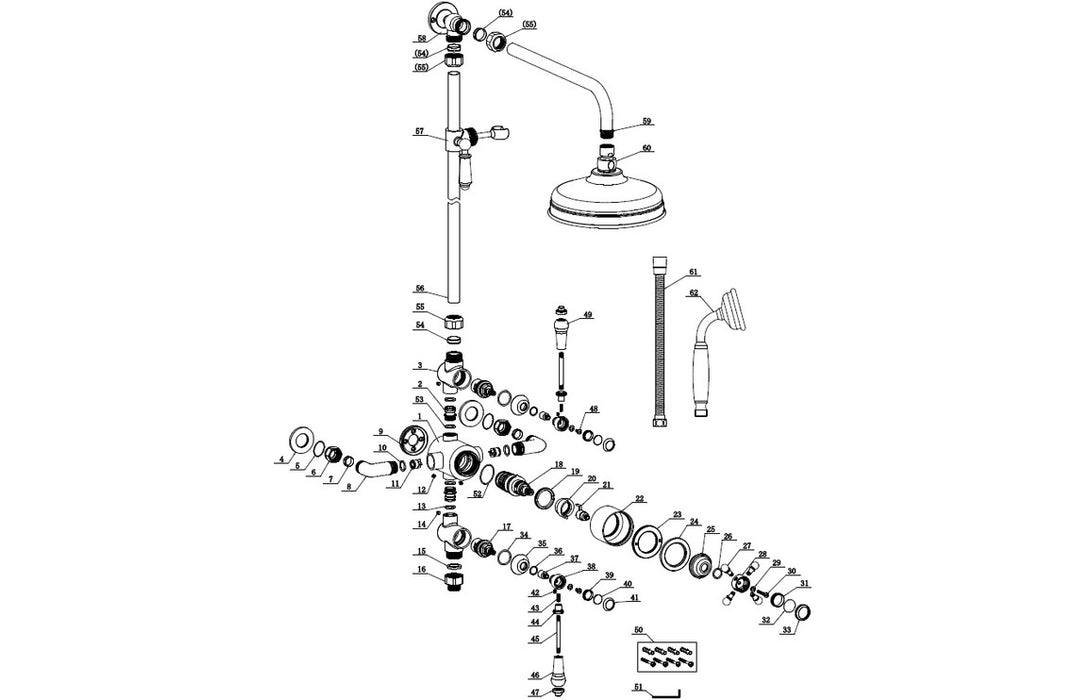 Berwick Traditional Thermostatic Shower Brushed Brass - DICM0708