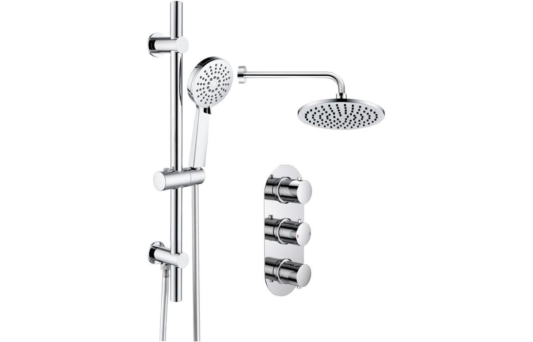 Astro Two Outlet Triple Shower Valve With Riser And Overhead Kit Chrome - DICMP0100