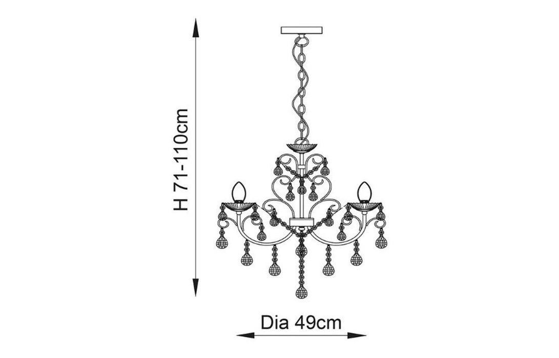 Sparkle 5 Arm Chrome Chandelier Ceiling Light - DIFL0094