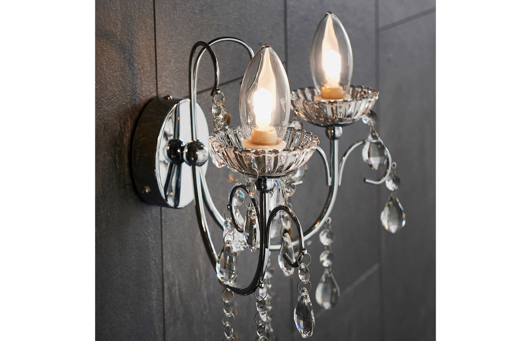 Sparkle 2 Arm Chrome Chandelier Wall Light - DIFL0096