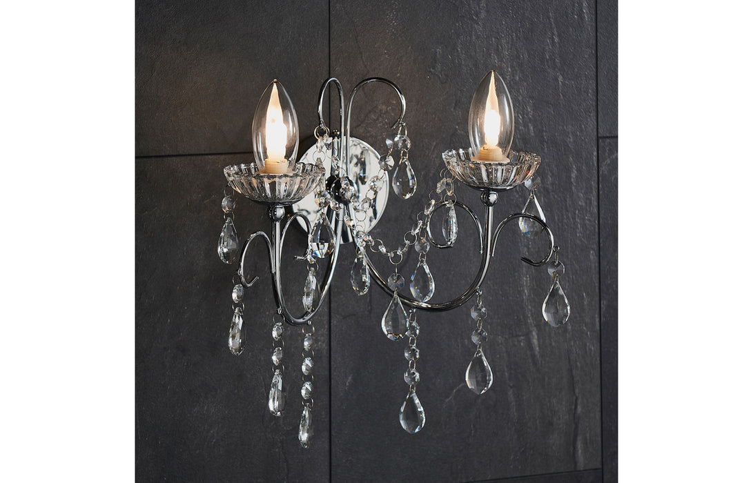 Sparkle 2 Arm Chrome Chandelier Wall Light - DIFL0096