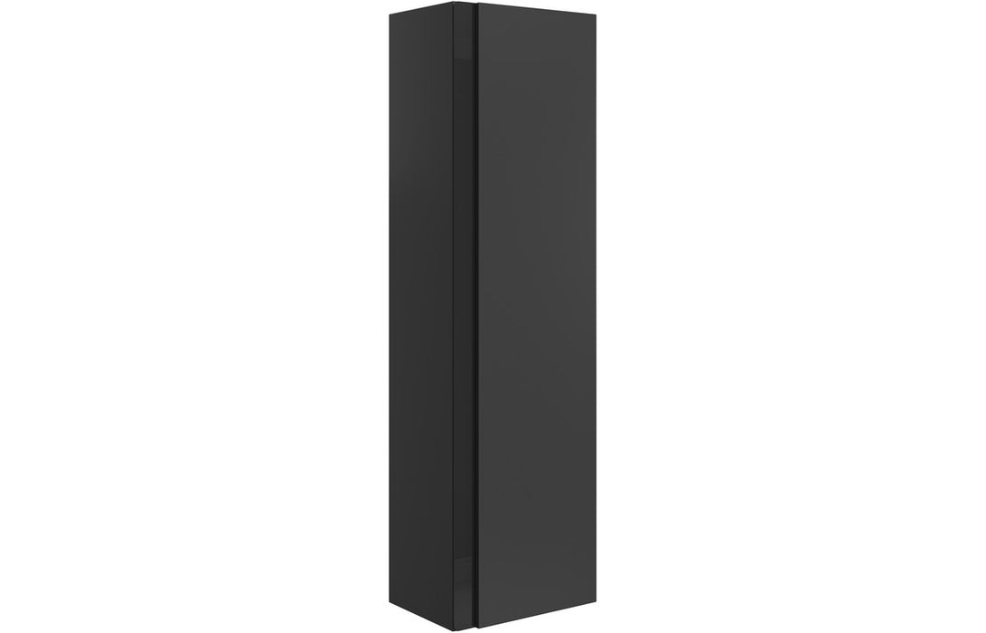 Contrast Wall Hung 1 Door Tall Unit Matt Black & Black Glass - DIFT2522