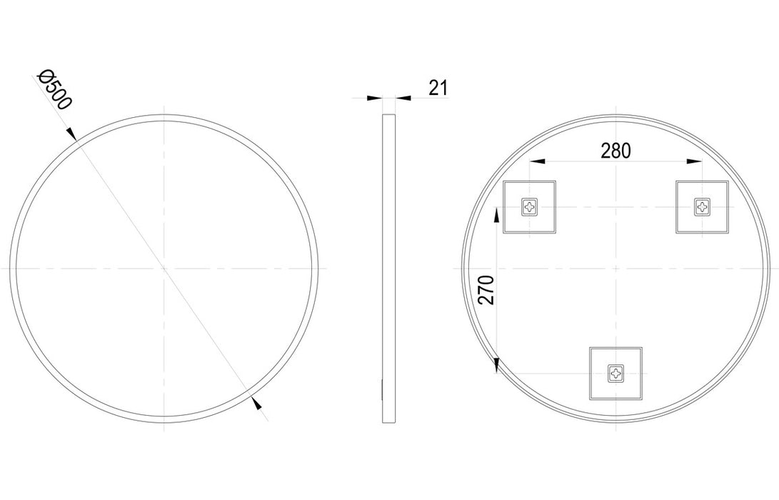 Kenji 500 x 500mm Round Matt Black Mirror - DIMR0034