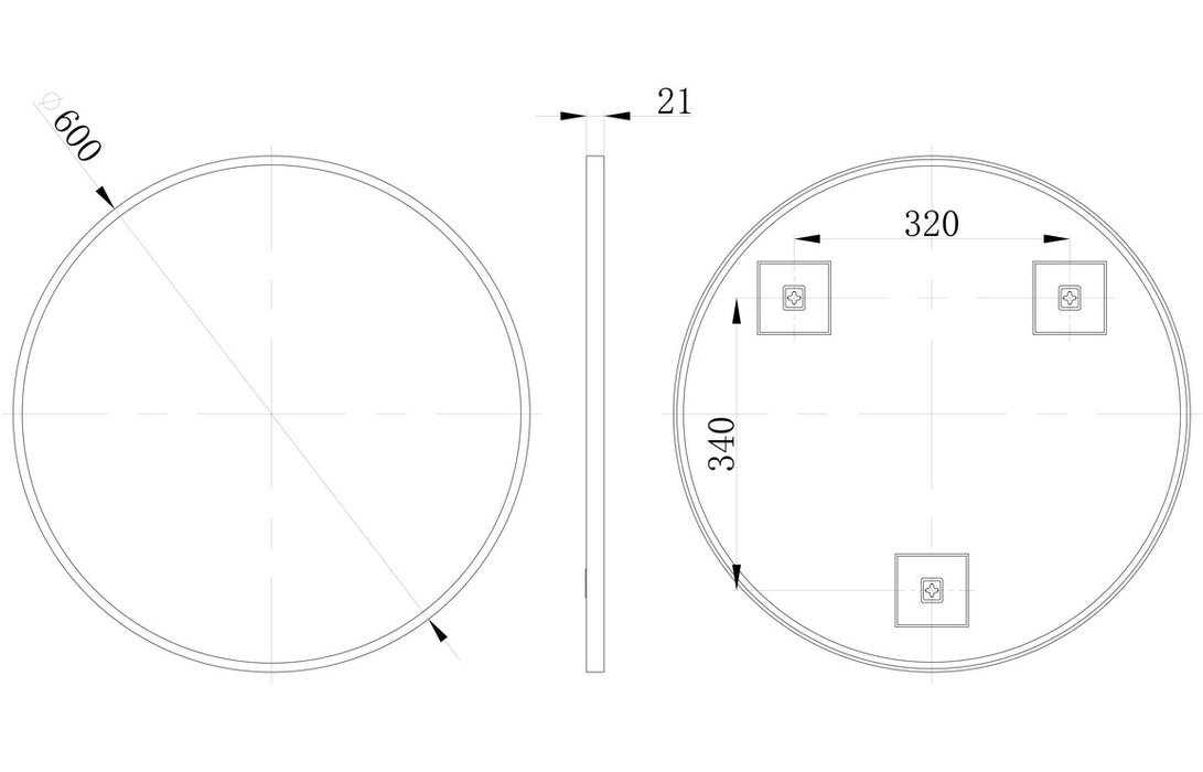 Kenji 600 x 600mm Round Matt Black Mirror - DIMR0038