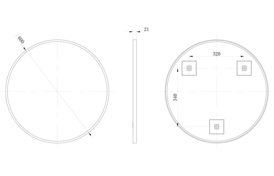 Kenji 600 x 600mm Round Brushed Brass Mirror - DIMR0040