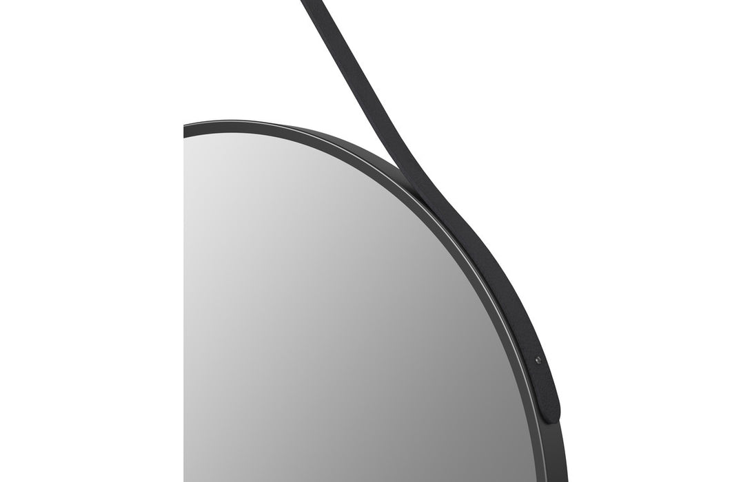 Mako 600 x 600mm Round Mirror With Black Strap And Hook Matt Black - DIMR0044