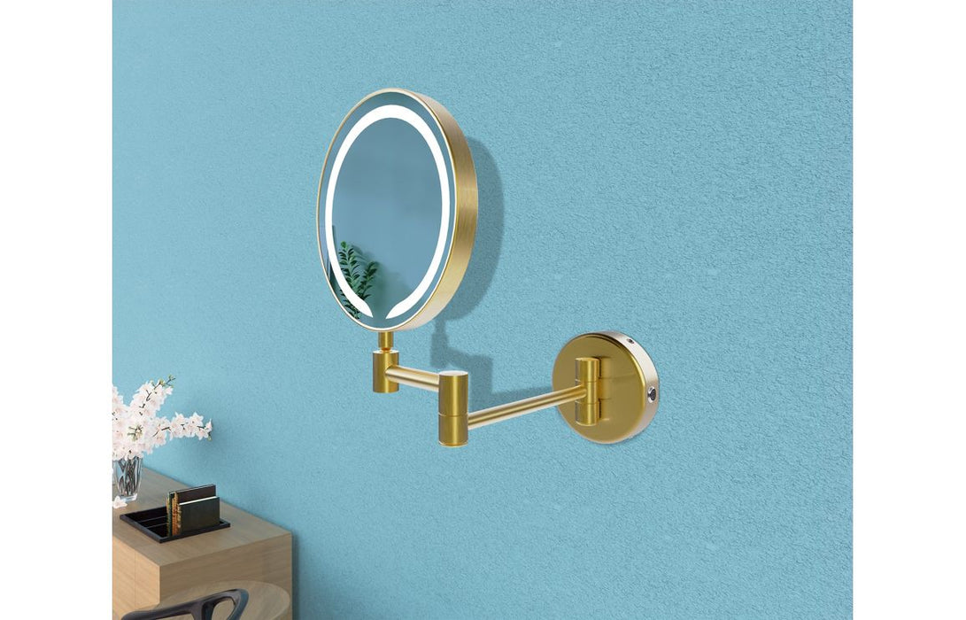 Hoshi Round LED Cosmetic Mirror Brushed Brass - DIMR0050