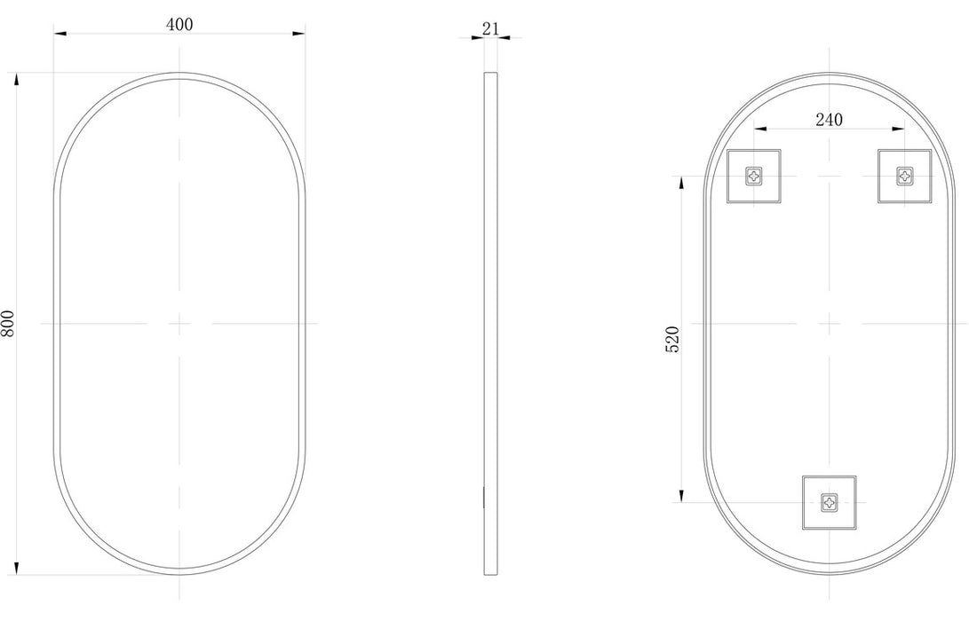 Kenji 800 x 400mm Oblong Brushed Brass Mirror - DIMS0108