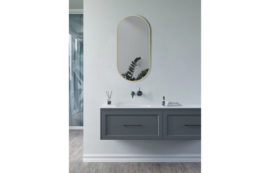 Kenji 800 x 400mm Oblong Brushed Brass Mirror - DIMS0108