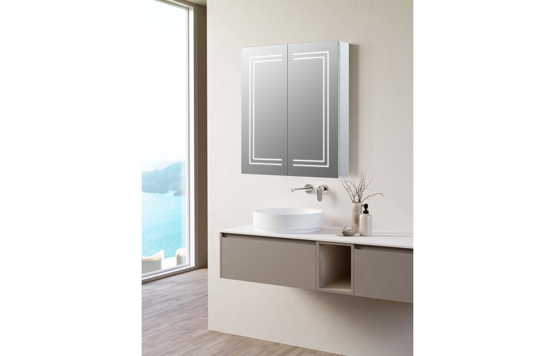 Suki 600 x 700mm 2 Door Front Lit LED Mirror Cabinet - DIMS0120