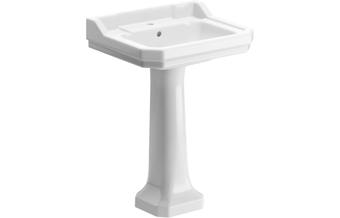 Sherbourne Chrome 600x500mm 1 TH Basin & Full Pedestal - DIPBP1148