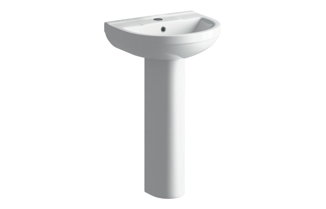 Laurus 500x390mm 1TH Basin & Full Pedestal - DIPBP1152