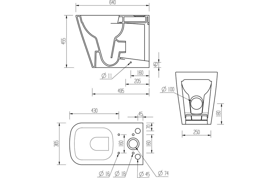 Tilia Rimless Comfort Height Close Coupled Toilet Closed Back - DIPTP0176