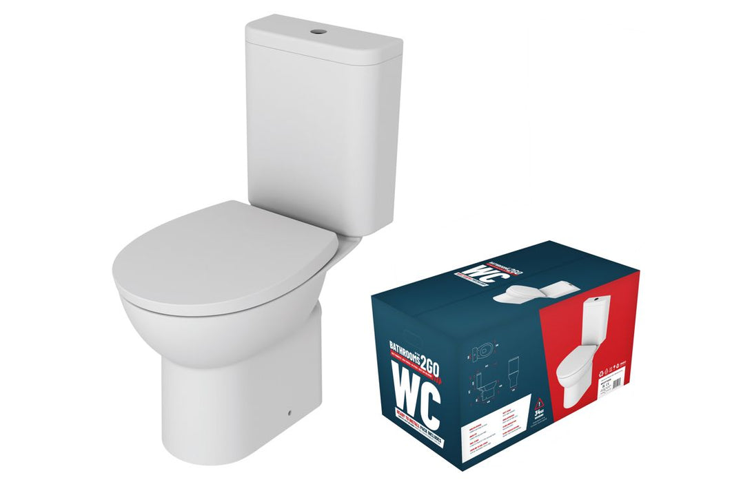 //2Go Close Coupled Rimless WC & Soft Close Seat DIPT0018