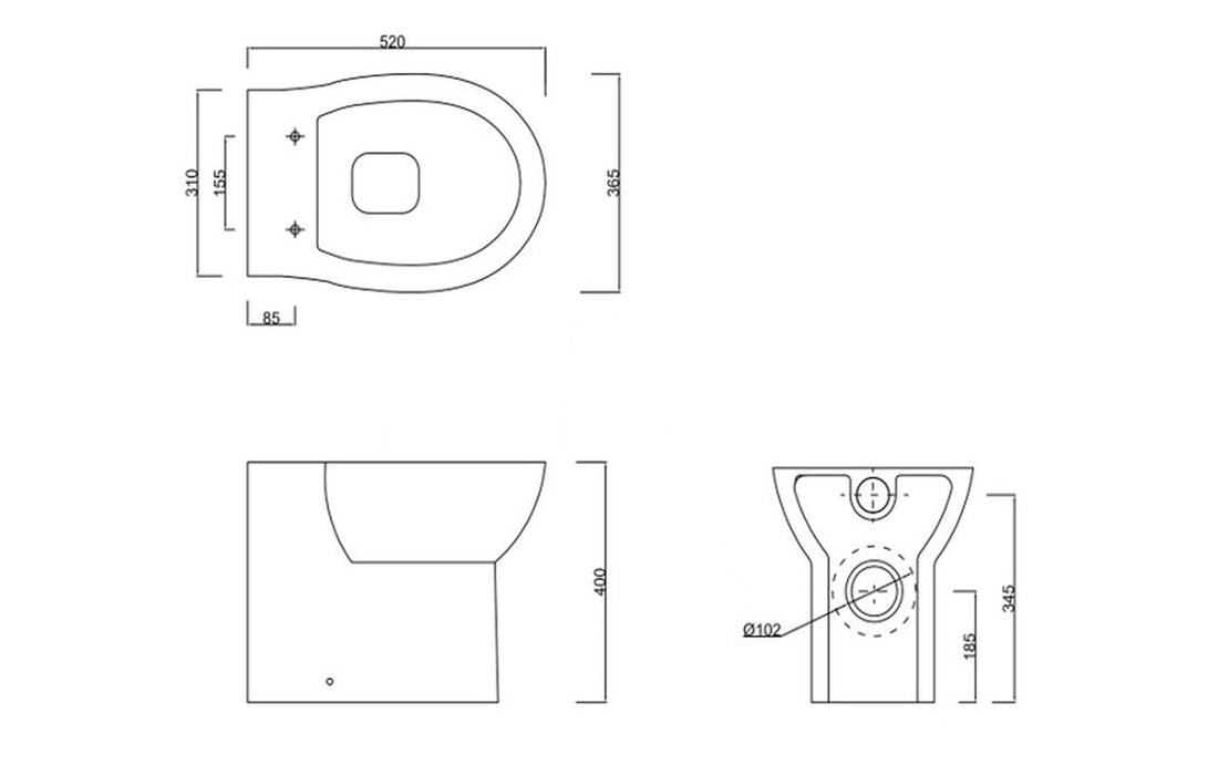 //2Go Back To Wall Rimless WC & Soft Close Seat DIPT0020